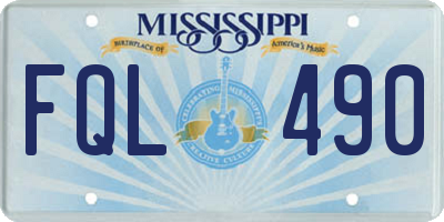 MS license plate FQL490
