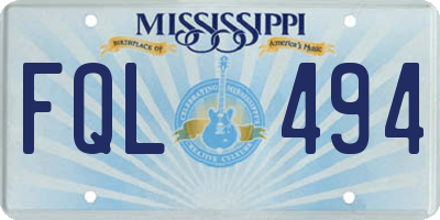 MS license plate FQL494