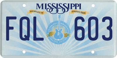 MS license plate FQL603