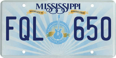 MS license plate FQL650