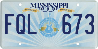 MS license plate FQL673