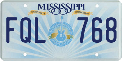 MS license plate FQL768