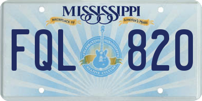 MS license plate FQL820