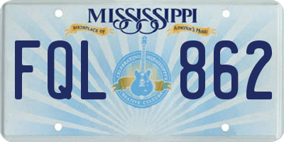 MS license plate FQL862