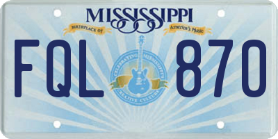 MS license plate FQL870