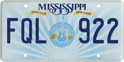 MS license plate FQL922