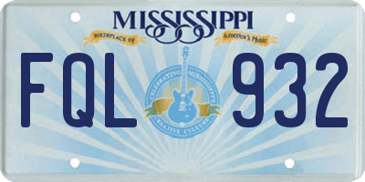 MS license plate FQL932