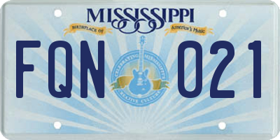 MS license plate FQN021
