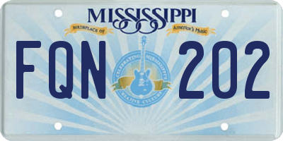 MS license plate FQN202