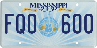 MS license plate FQO600