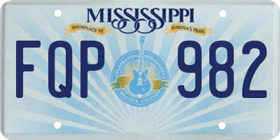 MS license plate FQP982