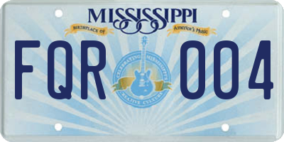 MS license plate FQR004