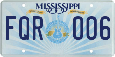 MS license plate FQR006