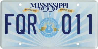 MS license plate FQR011