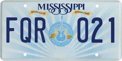 MS license plate FQR021