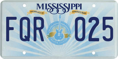 MS license plate FQR025