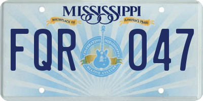 MS license plate FQR047