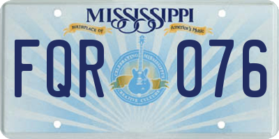 MS license plate FQR076