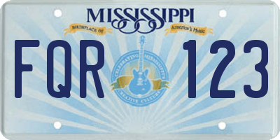 MS license plate FQR123