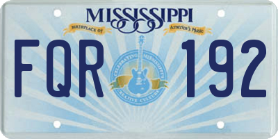 MS license plate FQR192