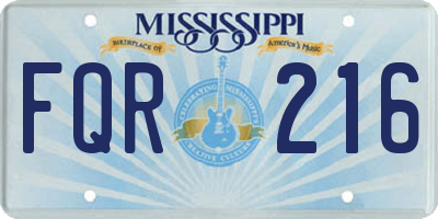 MS license plate FQR216