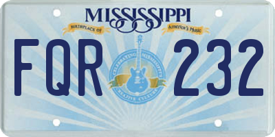 MS license plate FQR232