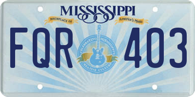 MS license plate FQR403