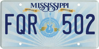 MS license plate FQR502