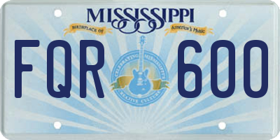 MS license plate FQR600