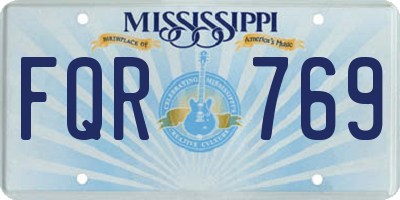 MS license plate FQR769