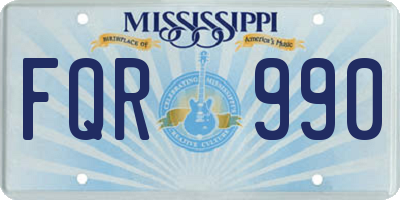 MS license plate FQR990