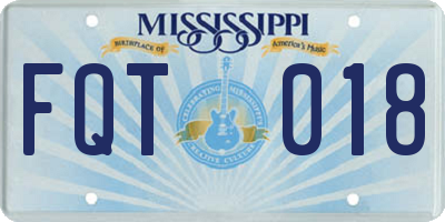 MS license plate FQT018