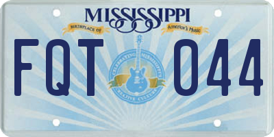 MS license plate FQT044