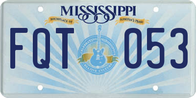 MS license plate FQT053
