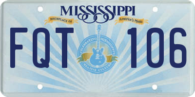 MS license plate FQT106