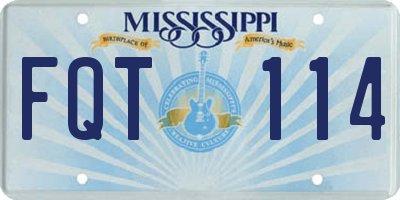 MS license plate FQT114