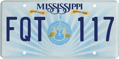 MS license plate FQT117