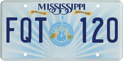 MS license plate FQT120