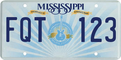 MS license plate FQT123