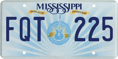 MS license plate FQT225