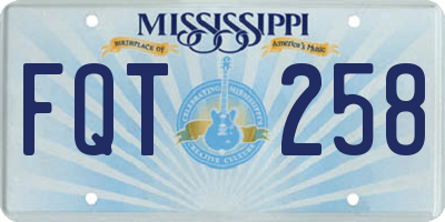MS license plate FQT258