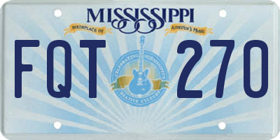 MS license plate FQT270