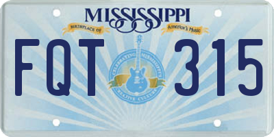 MS license plate FQT315