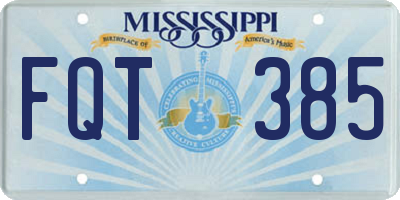 MS license plate FQT385