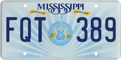 MS license plate FQT389