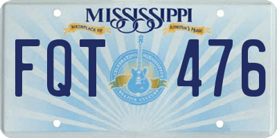 MS license plate FQT476