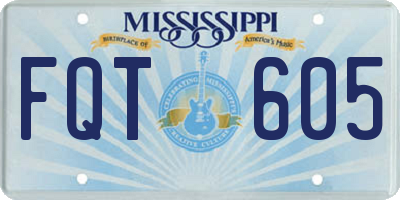 MS license plate FQT605