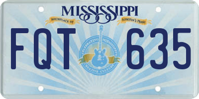 MS license plate FQT635
