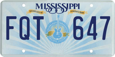 MS license plate FQT647