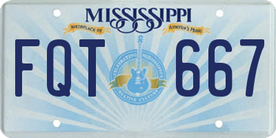MS license plate FQT667